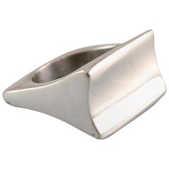 Vintage Swedish Modernist Silver Ring, 1960s