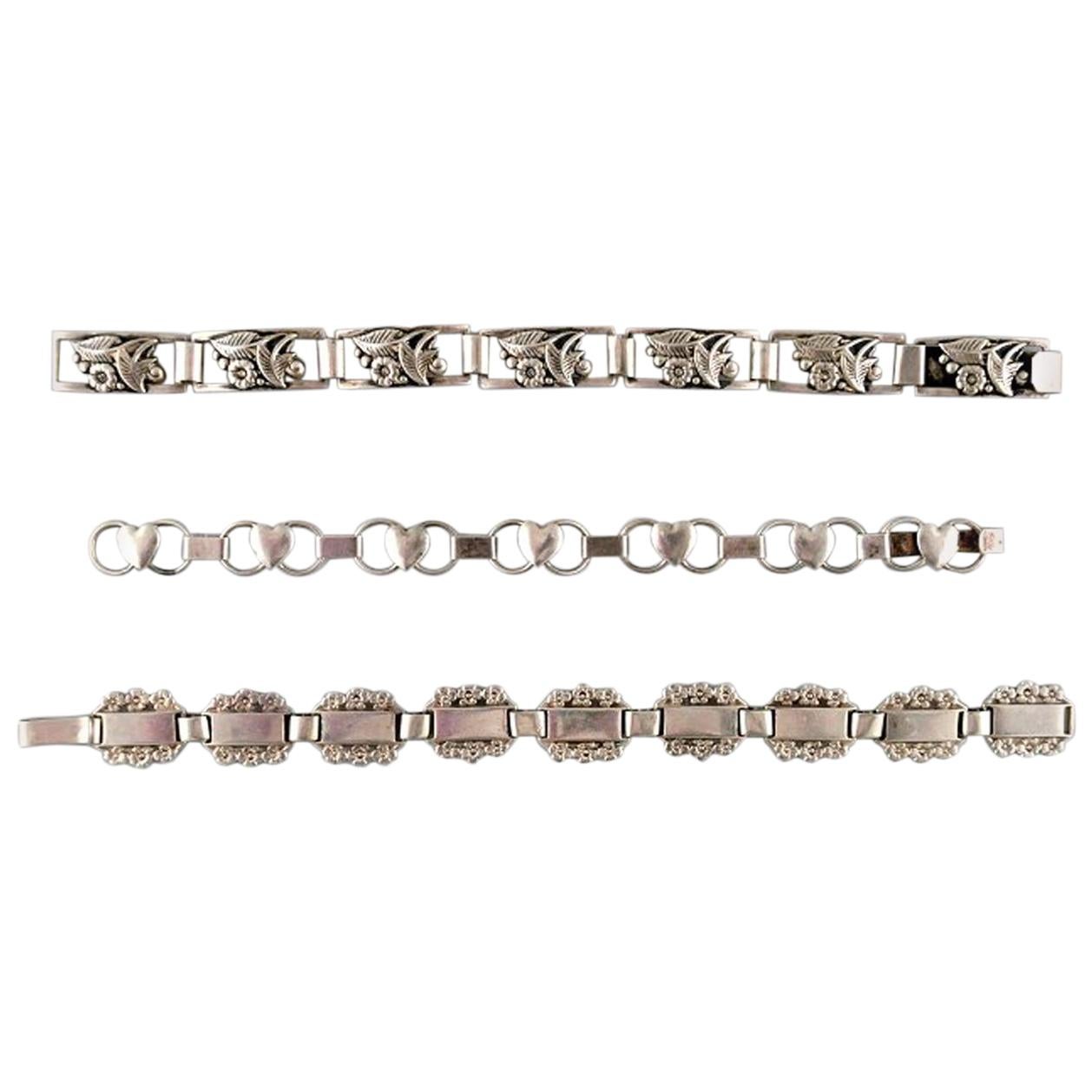 Modern Danish Design, Three Bracelets in Silver, Stamped 830S