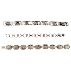Diseño moderno danés, tres pulseras de plata, estampado 830S