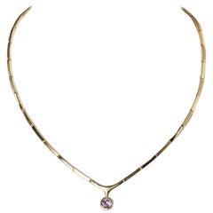 Necklace with Central Noble Topaz of ca. 0.80 Carat, 9 Karat Gold