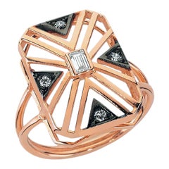 14K Rectangle Ring with Diamonds