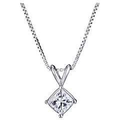 GIA Certified 3/4 Carat Cushion Cut Platinum Pendant