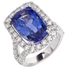 15.80 Carat Blue Sapphire Diamond Cocktail Ring