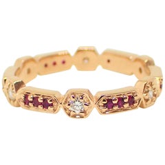 18k Rose Gold Eternity Band with 0.19 carats of Diamond and 0.20 carats of Ruby 