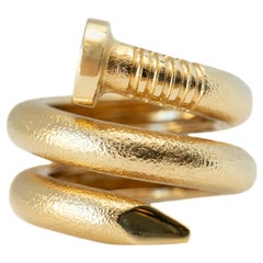 David Webb Tool Chest 18 Karat Gold Hammered Nail Ring