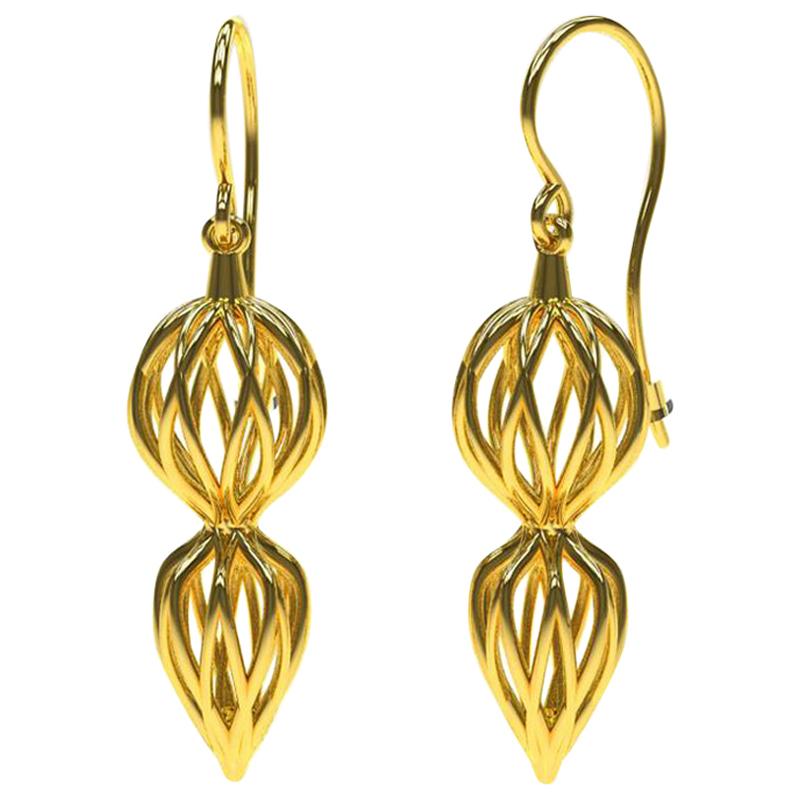 14 Karat Yellow Gold Dangle Earrings For Sale
