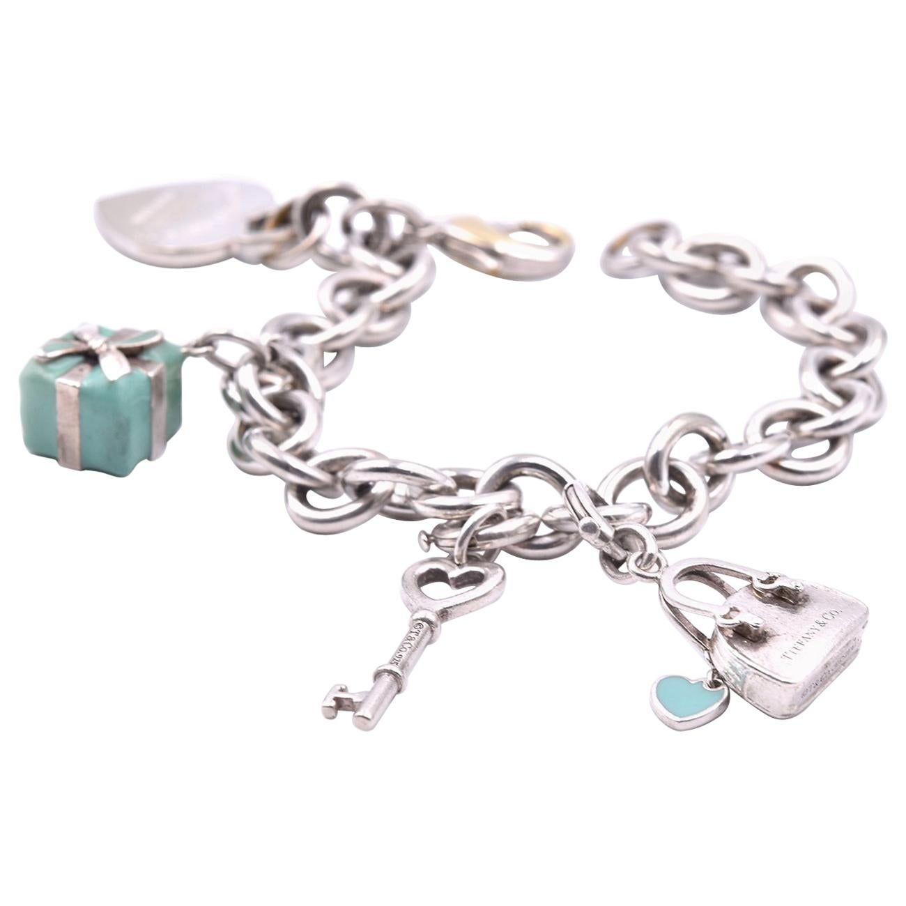 Tiffany & Co. Sterling Silver and Enamel Return to Tiffany Charm Bracelet