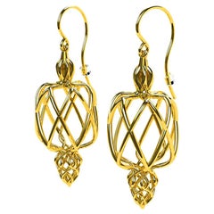 Boucles d'oreilles pendantes en or jaune 14 carats