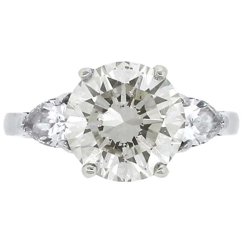4.01 Carat Radiant Diamond Set with Half Moons in Gold and Platinum ...