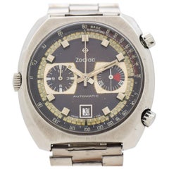 Vintage Zodiac 2-Register Chronograph in Stainless Steel, 1970s