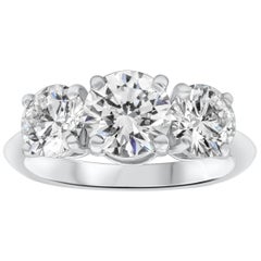 Vintage Tiffany & Co. Three-Stone Diamond GIA Certified Platinum Engagement Ring