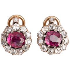 Antique French Rubies and Diamonds Earrings