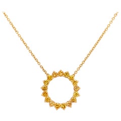 Modern Gold 1 Carat Natural Fancy Deep Yellow Round Diamond Canary Pendant