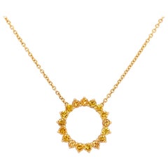 Modern Gold 1 Carat Natural Fancy Deep Yellow Round Diamond Canary Pendant