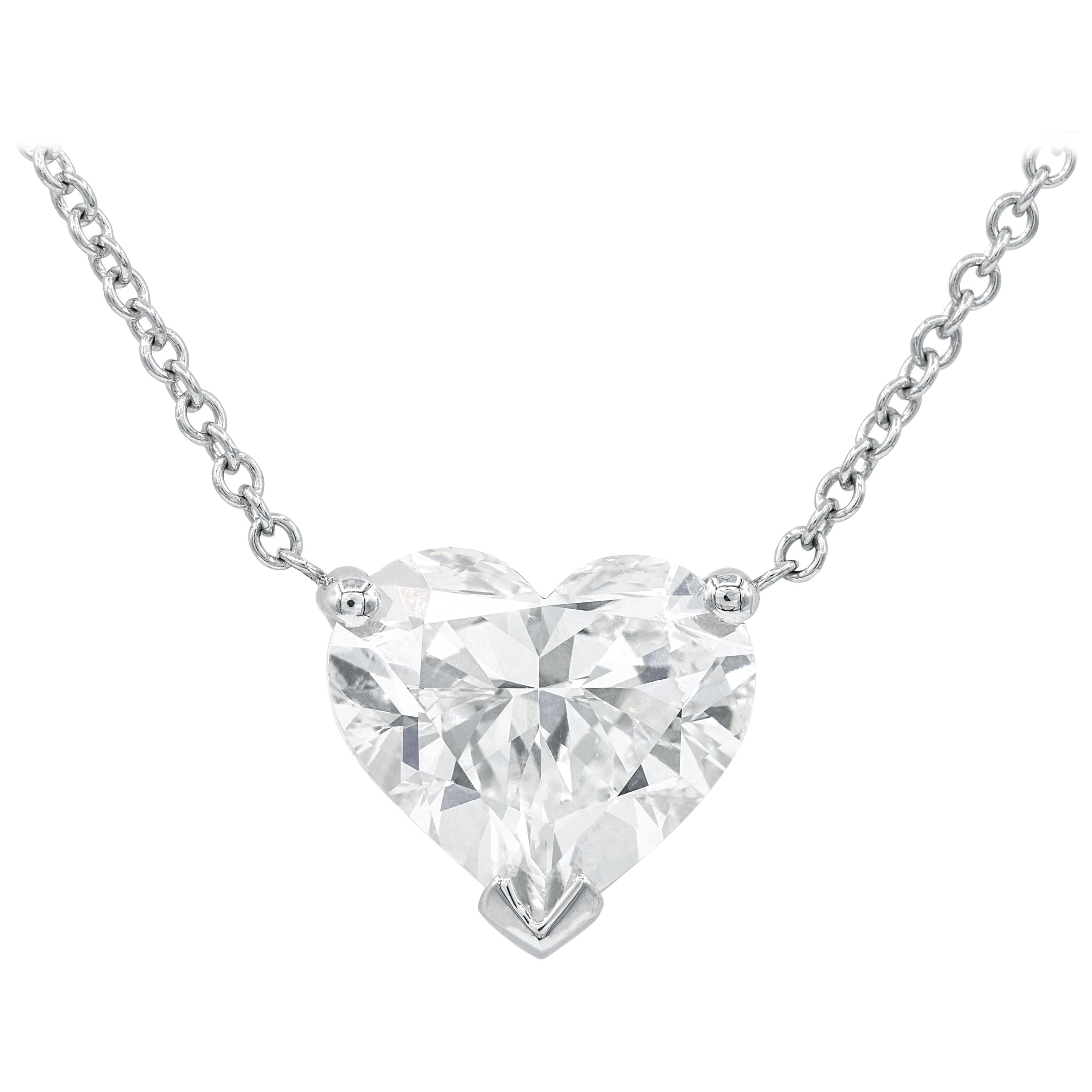 GIA Certified 3.01 Carat Heart Cut Diamond Pendant For Sale