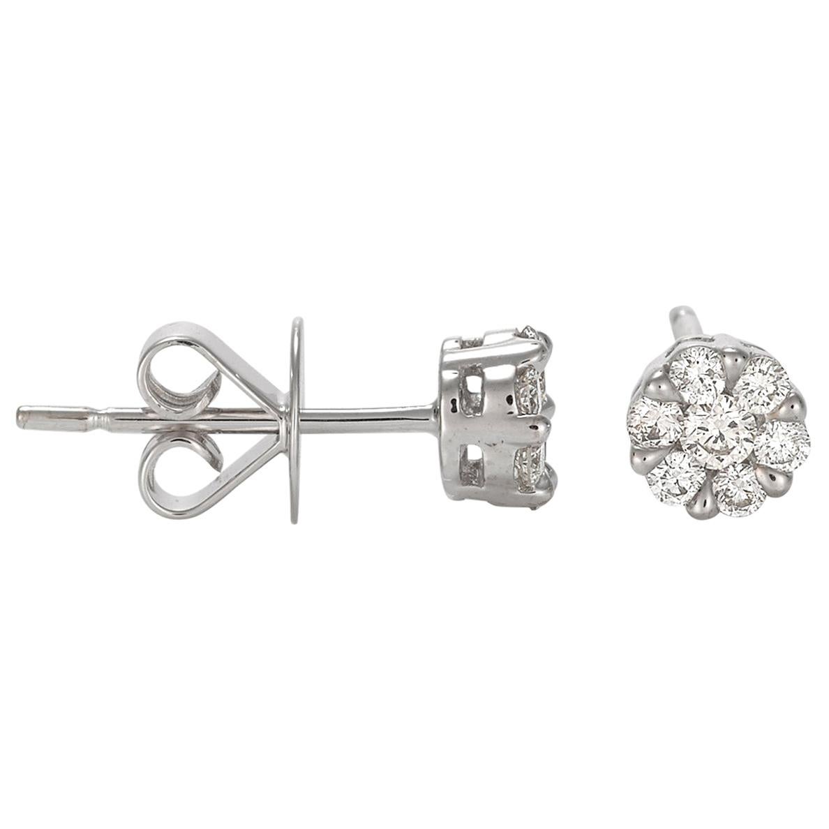 Giulians Small 18K Diamond Set Cluster Stud Earrings For Sale