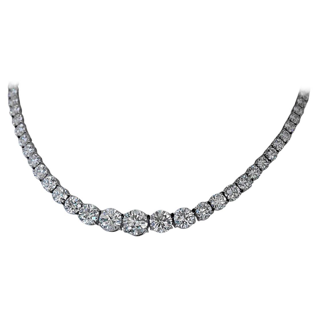 50.65 Carat Handmade Diamond Riviera Necklace GIA Certified For Sale