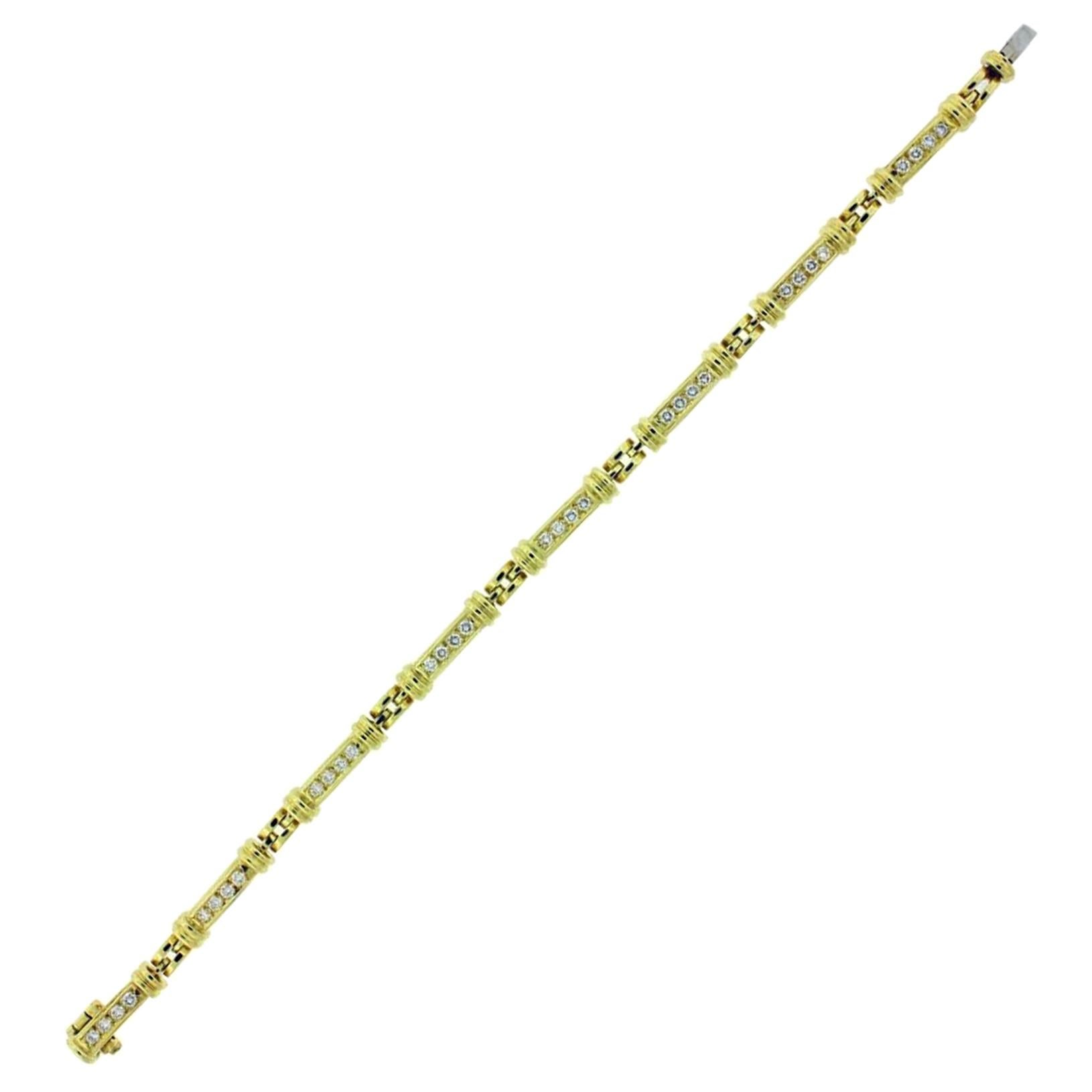Tiffany & Co. 1 Carat Diamond Tennis Line Bracelet in 18 Karat Yellow Gold