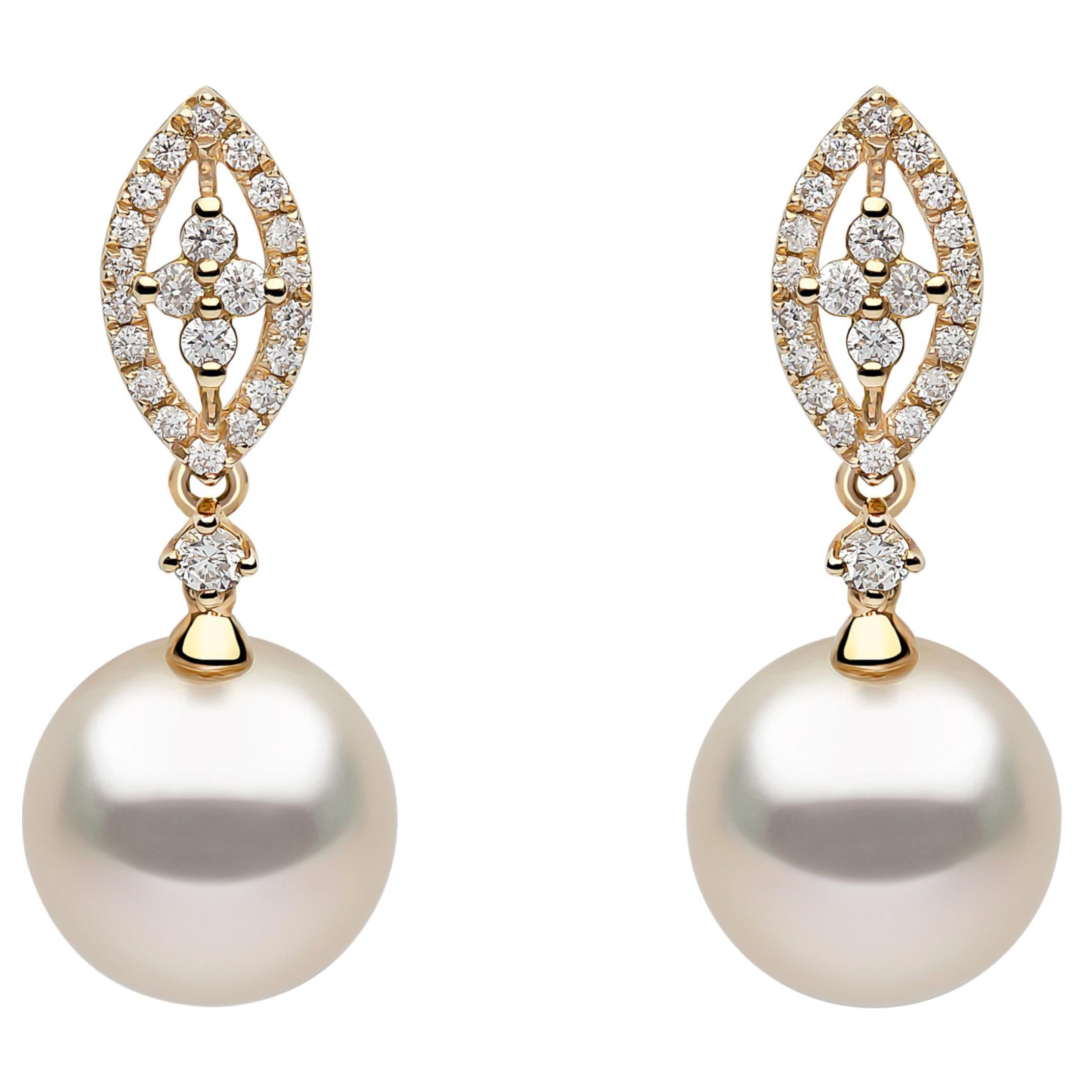 Yoko London South Sea Pearl and Diamond Earrings, in 18 Karat Yellow Gold