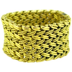 Hermès Paris Mesh Woven Yellow Gold Band Ring