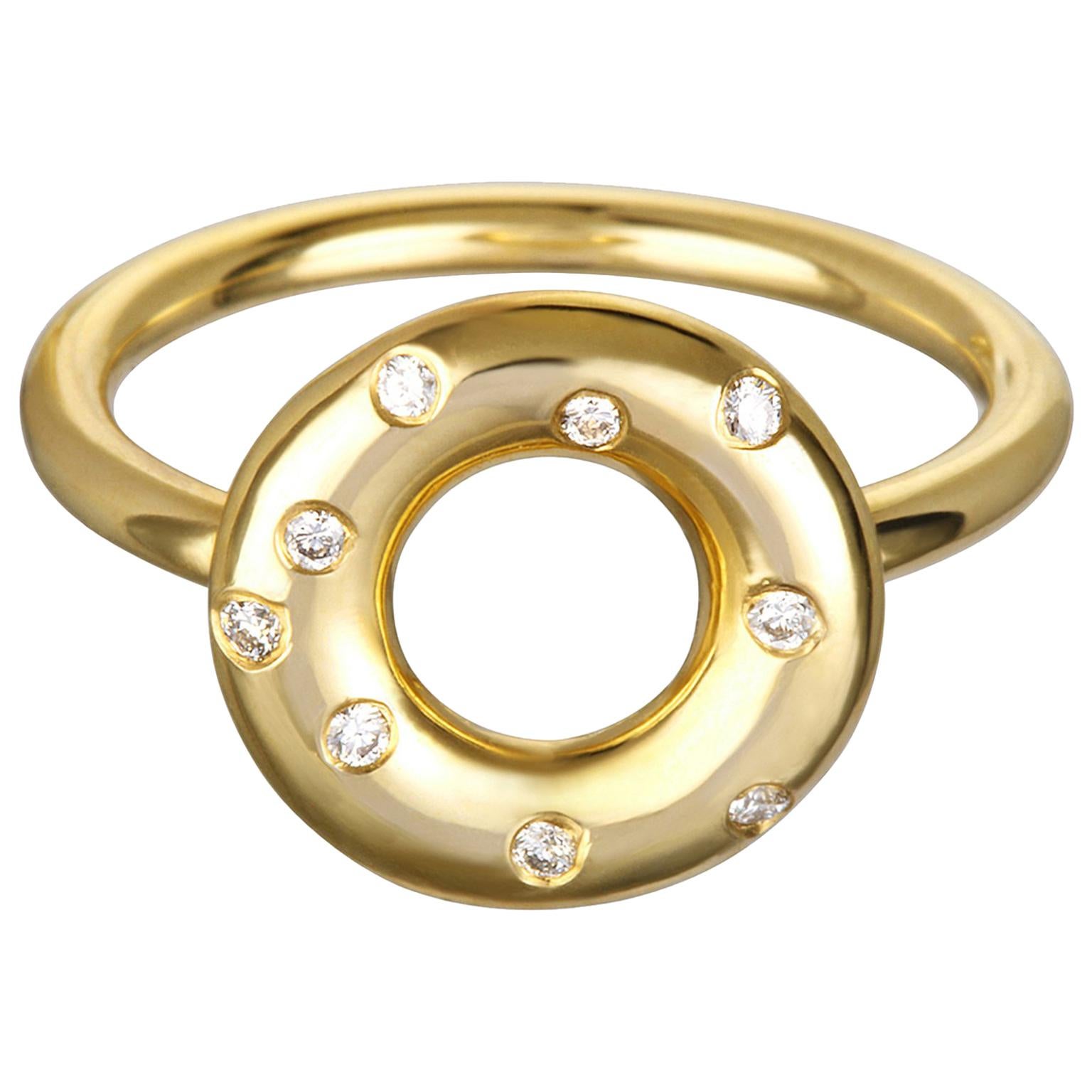 Faye Kim 18k Gold Diamond Gold Lifesaver Ring