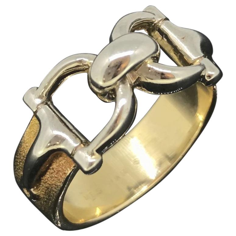 Hermès Paris Saddle Stir Up Yellow White Gold Band Ring