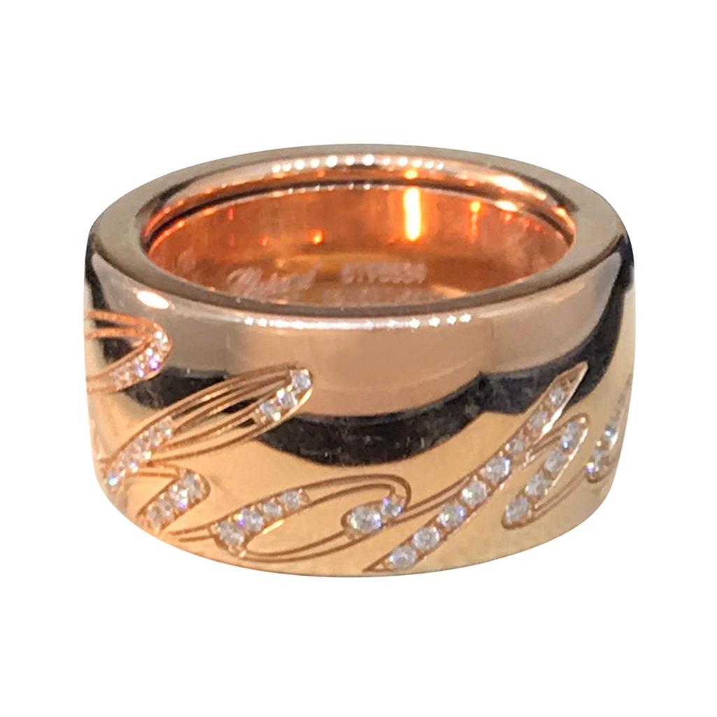 Chopard Chopardissimo 18 Karat Rose Gold Diamond Ring 82/6580 For Sale
