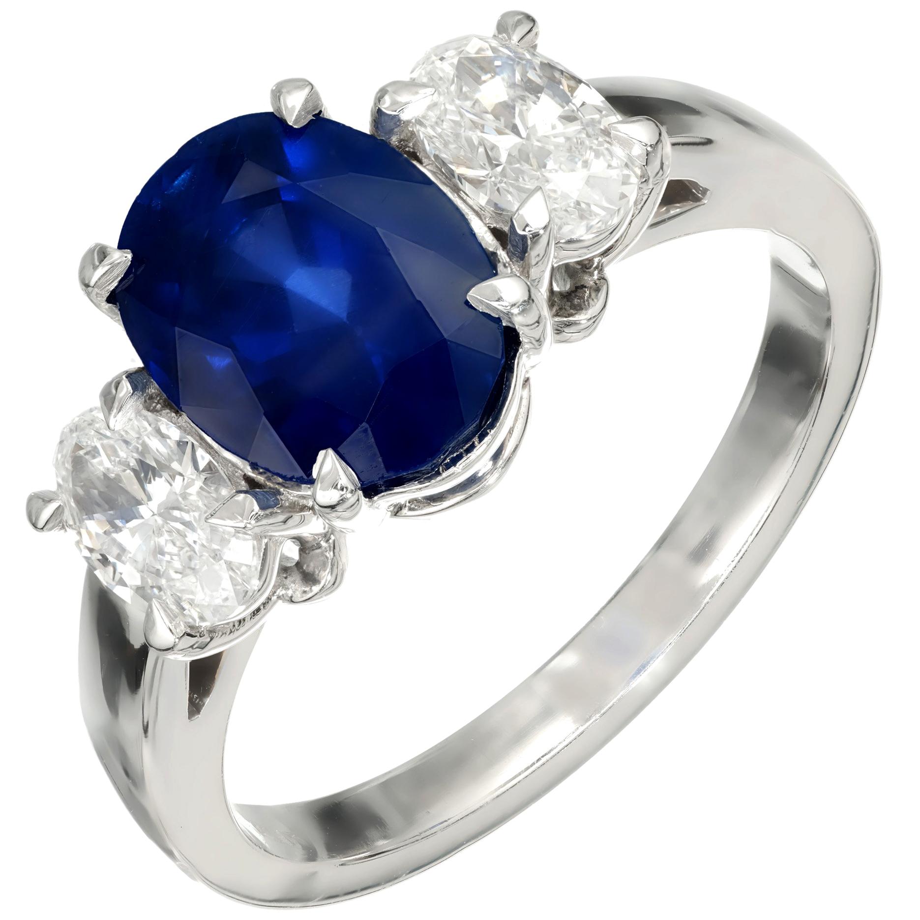 Peter Suchy GIA Certified 3.15 Carat Sapphire Diamond Platinum Engagement Ring