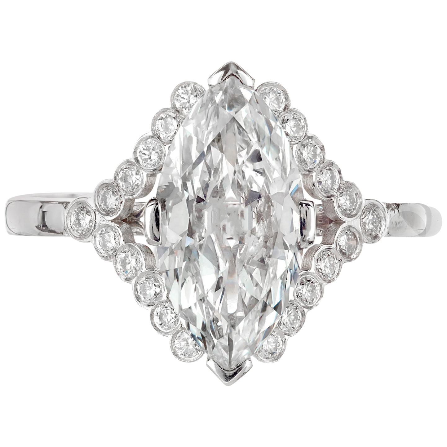 Peter Suchy GIA Certified 1.78 Carat Marquise Diamond Platinum Engagement Ring