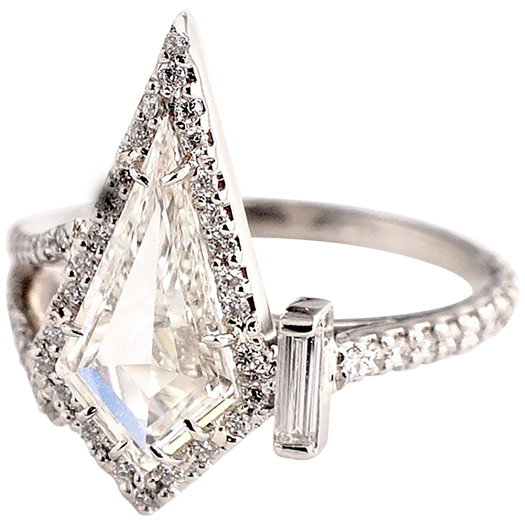Sharon Khazzam GIA Certified 1.60 Carat IVVS2 White Diamond and Platinum Ring For Sale
