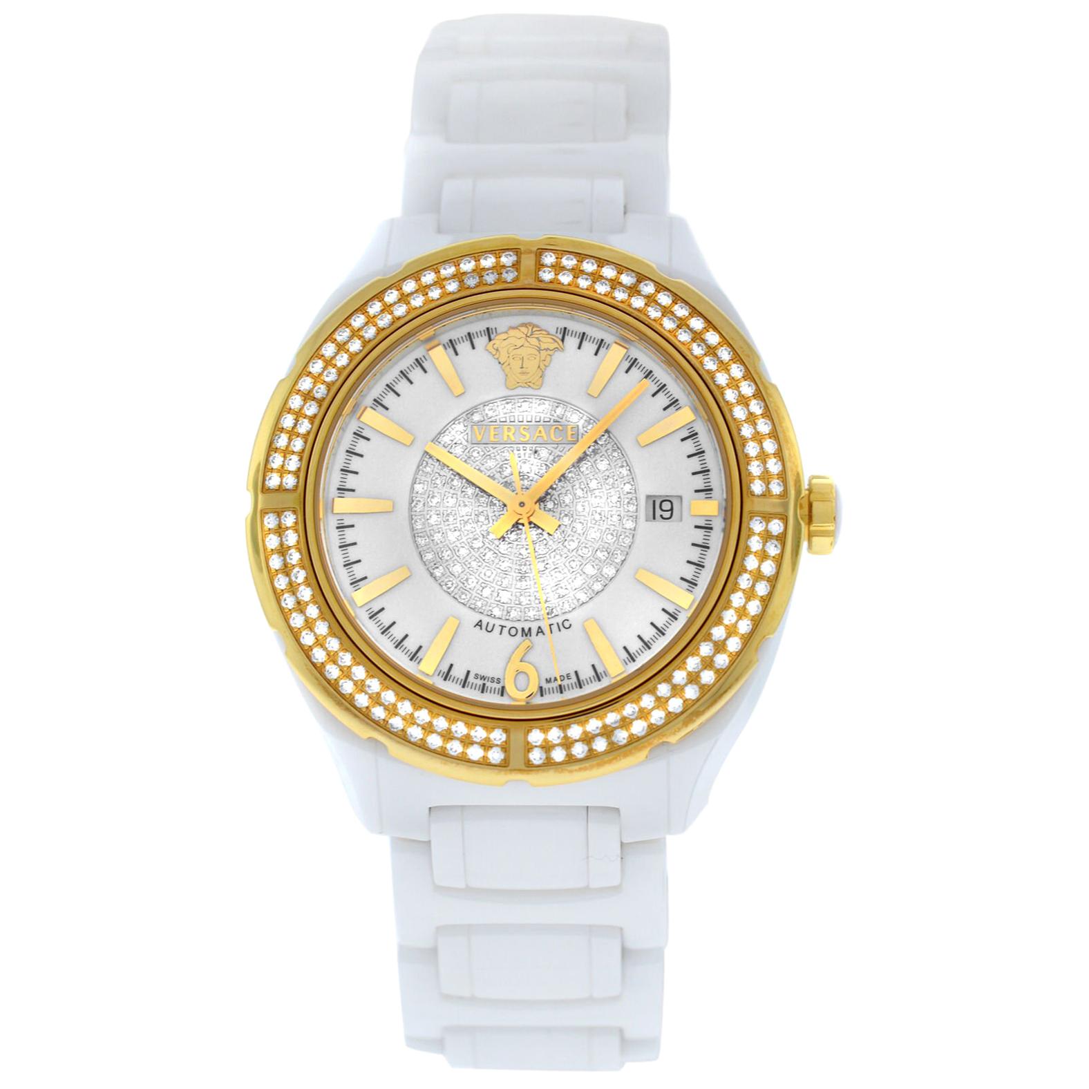 New Versace DV One Ceramic Diamond Automatic Date Watch For Sale