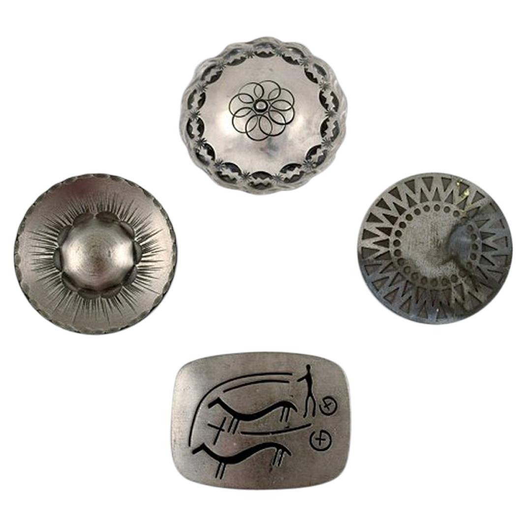 Jorgen Jensen, a.o. Denmark, 4 Brooches in Pewter in Viking Style