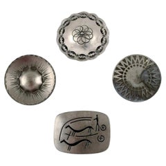 Vintage Jorgen Jensen, a.o. Denmark, 4 Brooches in Pewter in Viking Style