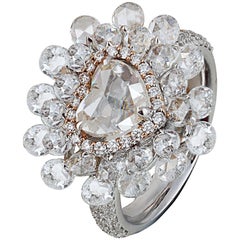 Studio Rêves Heart Rose Cut Diamond Cocktail Ring in 18 Karat Gold