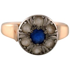 Herman Siersbøl, Denmark, 14 Karat Art Deco Gold Ring, Front with Faceted Stone