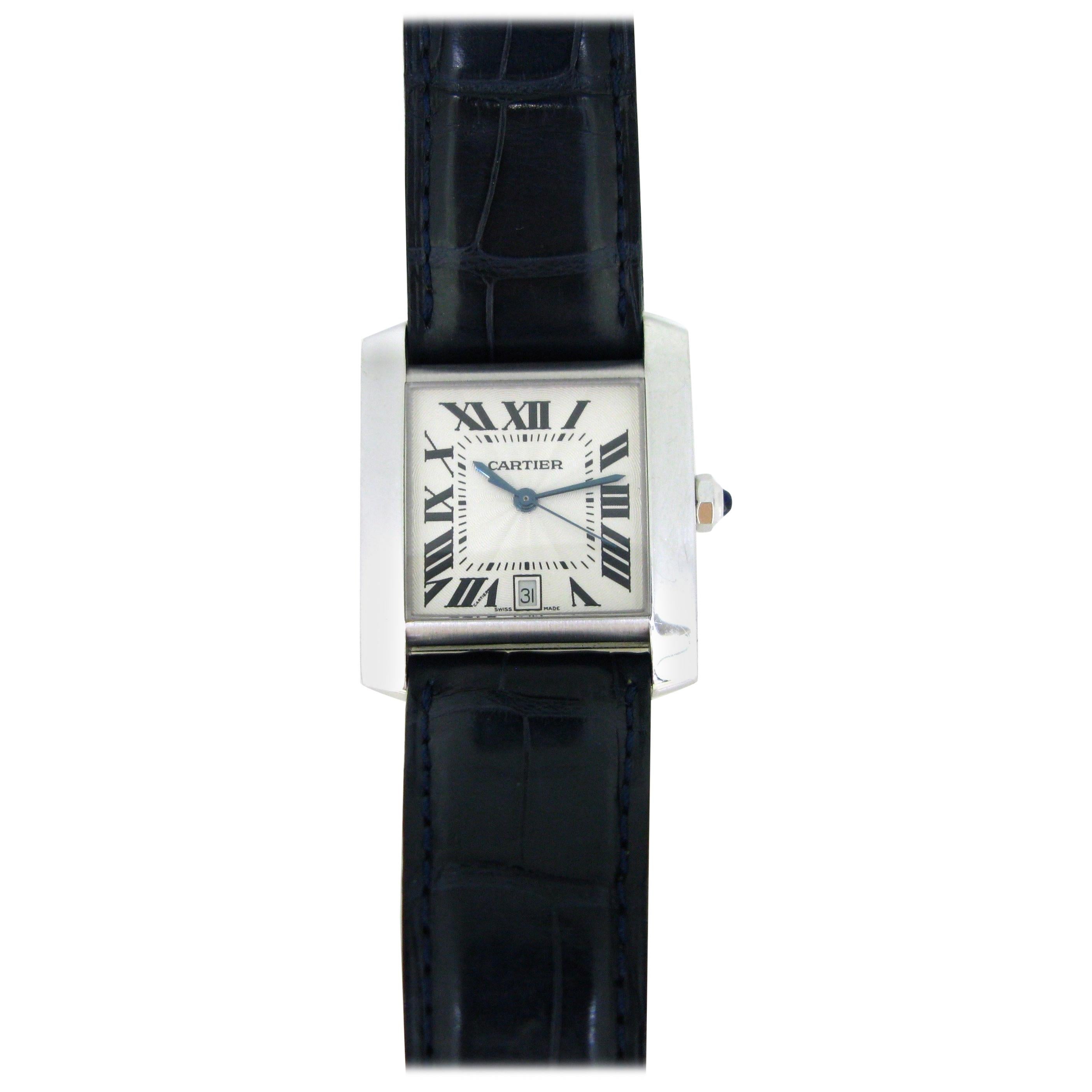 Cartier Tank Française White Gold Automatic Large Wristwatch