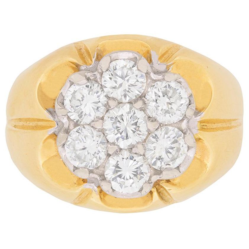 Vintage 1.75 Carat Diamond Daisy Cluster Ring, circa 1980s
