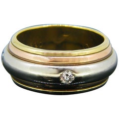 Cartier Diamond Three White Yellow Rose Gold Moving Band Ring