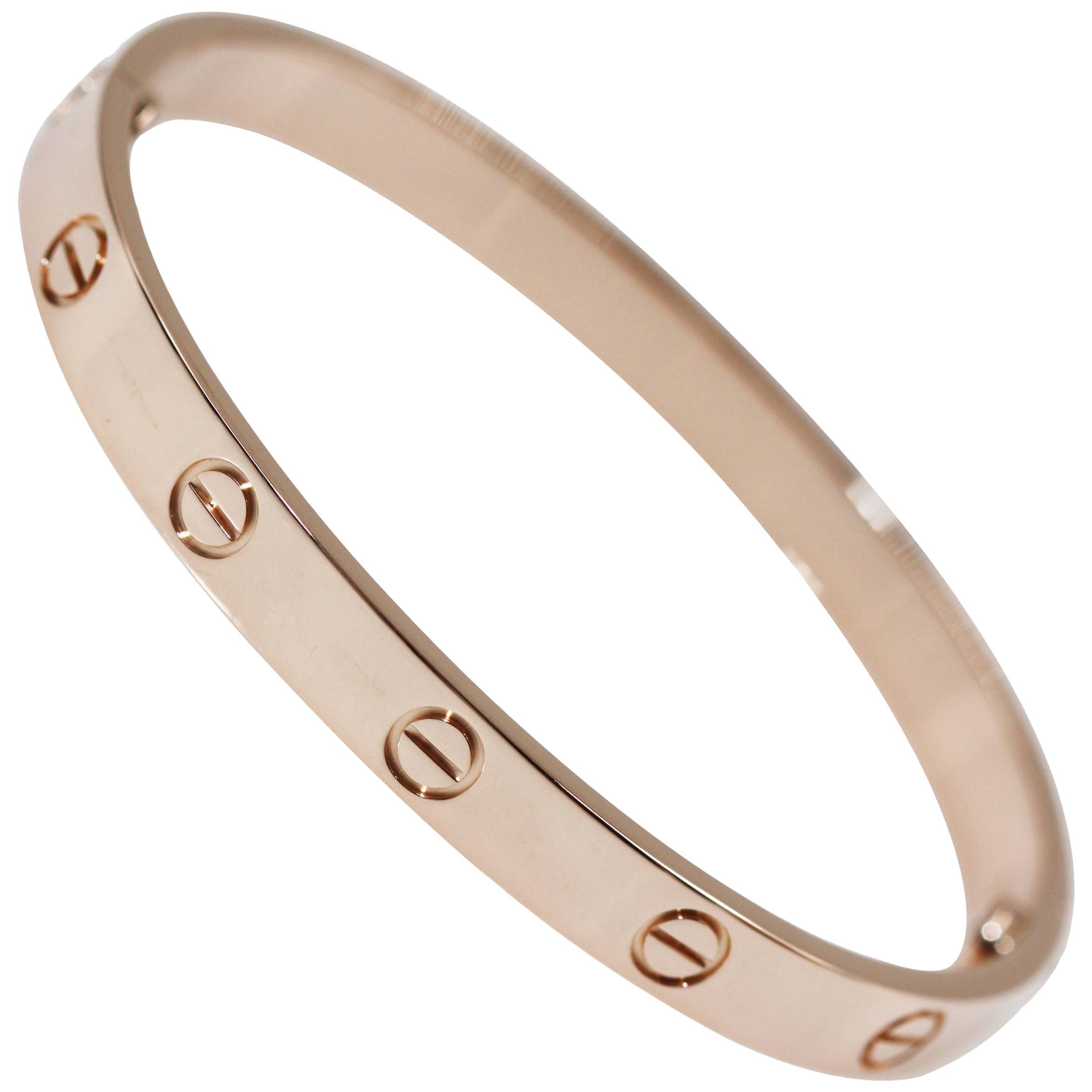 Cartier 18 Karat Rose Gold Love Bracelet For Sale