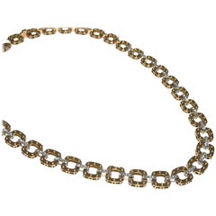 Roberto Coin Poi Moi diamond Necklace 18 kt w/g p/g 2.35 ct diamonds link style