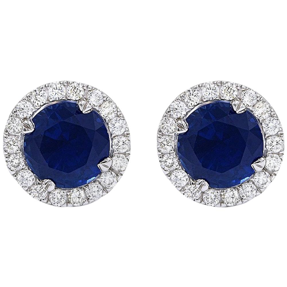 3.34 Carat Blue Sapphire .47 Carat Diamond Jacket Stud Earrings