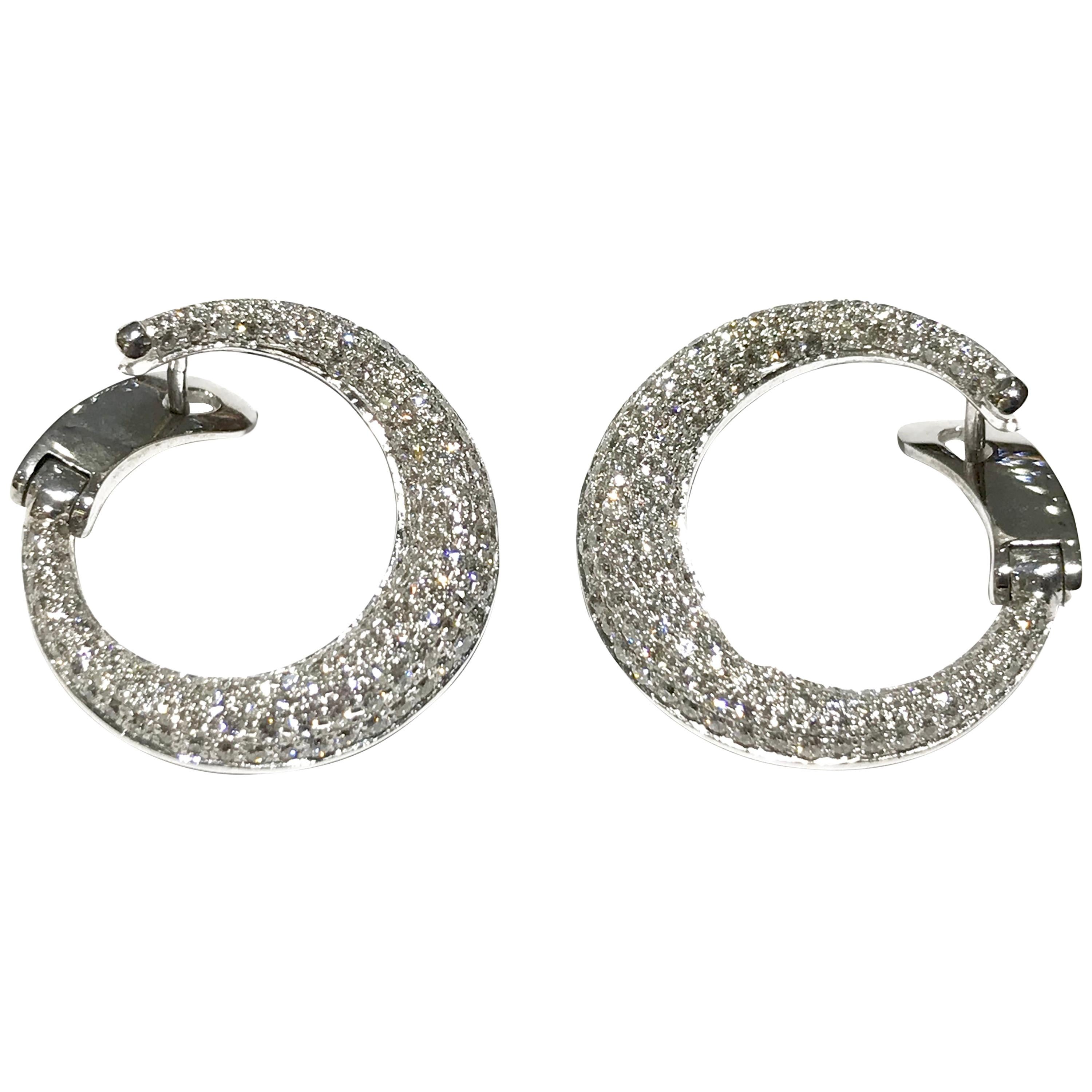 Crivelli C Shaped Diamond Earrings with 2.30 Carat Diamonds VS Clarity EF Color For Sale