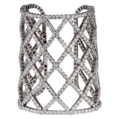 Boucheron 65 Carats Of Diamonds White Gold Cuff Bracelet