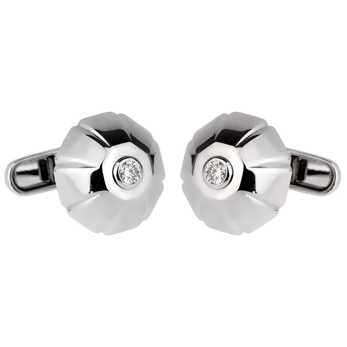 Bulgari Diamond White Gold Cufflinks