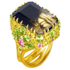 Alex Soldier Lemon Smoky Quartz Peridot Topaz Sapphire Diamond Blossom Gold Ring