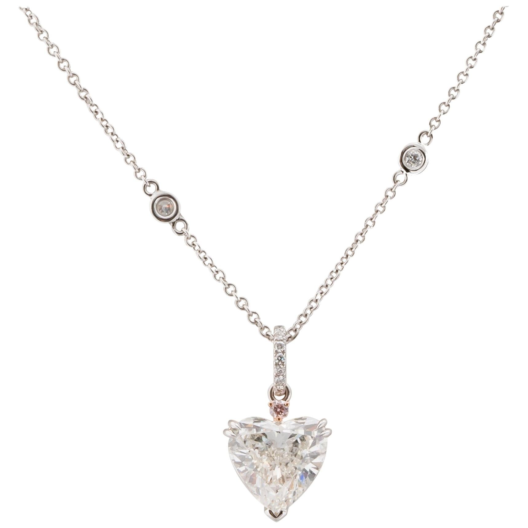 3.00 Carat Heart Diamond Pendant For Sale