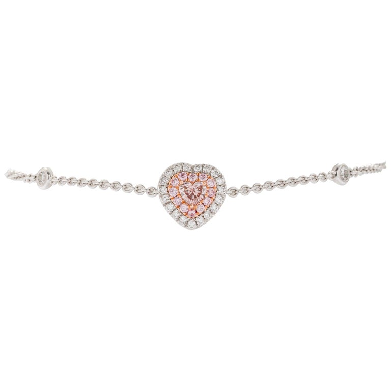.16 Carat Heart Shaped Pink Diamond Bracelet For Sale at 1stDibs