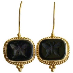 Venetian Glass Butterfly Intaglio Earrings, Mariposa Earrings