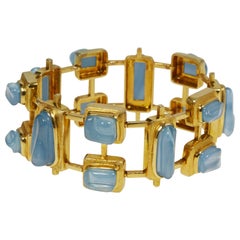 Vintage 1960s Roberto & Haroldo Burle Marx Forma Livre Aquamarine and Gold Bracelet