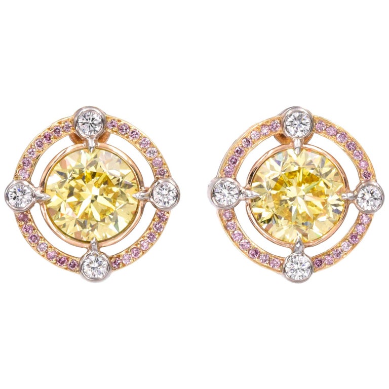 Graff GIA Vivid Yellow Diamond Earrings For Sale at 1stDibs | diamond ...